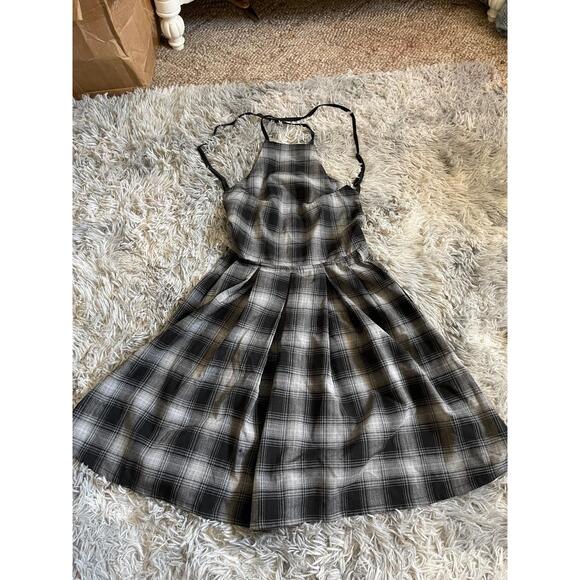 NWT Valfre Dress Womens Size Small Black Plaid Nila Skater Halter Neck Grunge - Picture 2 of 8